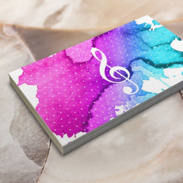 Music Teacher Elegant Watercolor Modern Business Card (Creator Uploaded)
