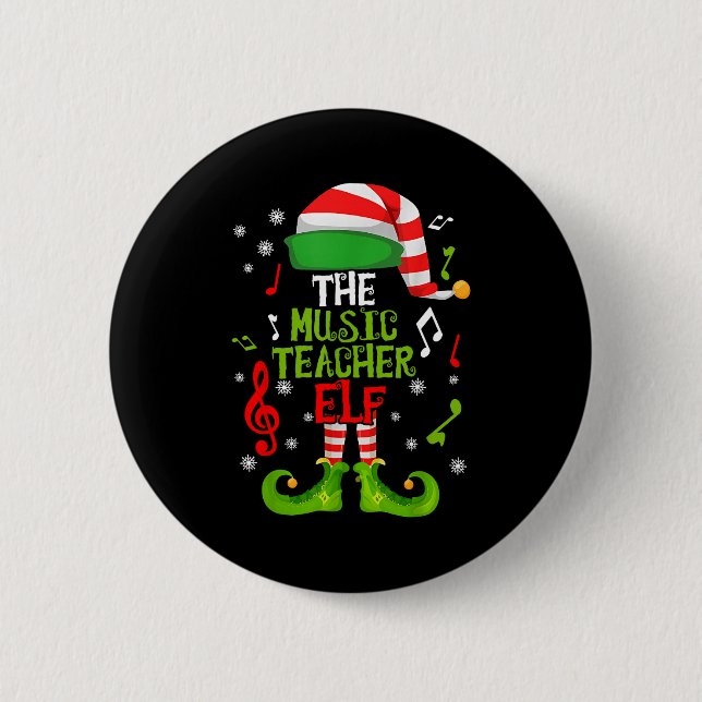Music Teacher Elf Christmas Family Matching Xmas G 6 Cm Round Badge (Front)