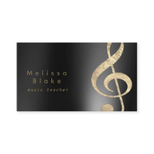 music teacher faux foil treble business card