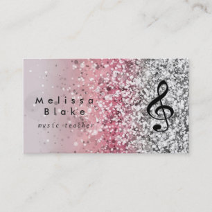 music teacher faux glitter sparkling effect business card