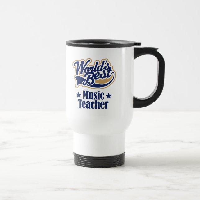 Music Teacher Gift For (Worlds Best) Travel Mug (Right)