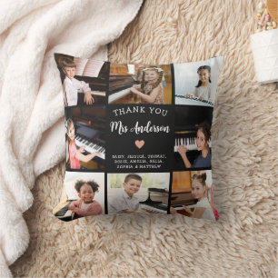 Music Teacher Gift Photo Collage Pink Heart Cushion