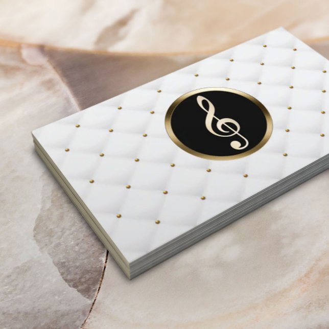 Music Teacher Gold Clef Logo Luxury Quilts Business Card (Creator Uploaded)