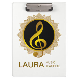 Music Teacher Gold Lotus Mandala Musician DJ Clipboard