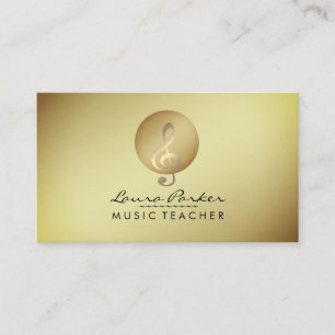 Music Teacher Gold Musical Note Musician Business Card