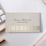 Music Teacher Gold Piano Musical Elegant Linen Business Card<br><div class="desc">Music Teacher Elegant Linen Gold Piano Keys Musical Business Card.</div>