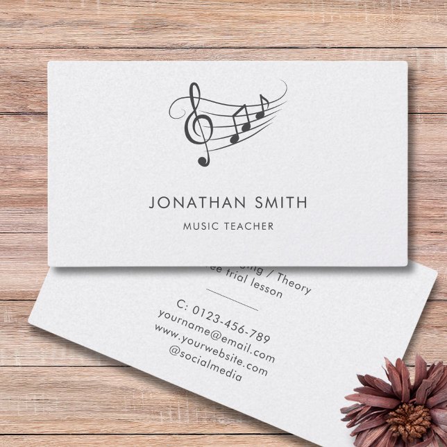 Music Teacher Gold Treble Clef Modern Business Card (Creator Uploaded)