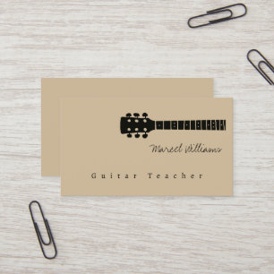 Music Teacher Guitar Beige Business Card