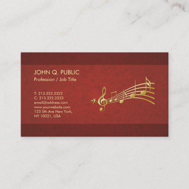 Music Teacher Guitar Elegant Silk Finish Luxe Business Card (Front)