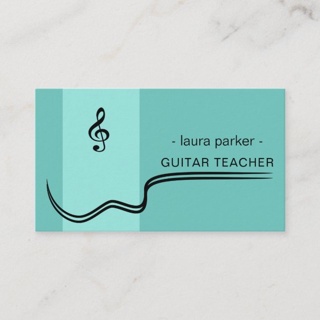 Music Teacher Guitar Lessons Acoustic Minimal Business Card (Front)