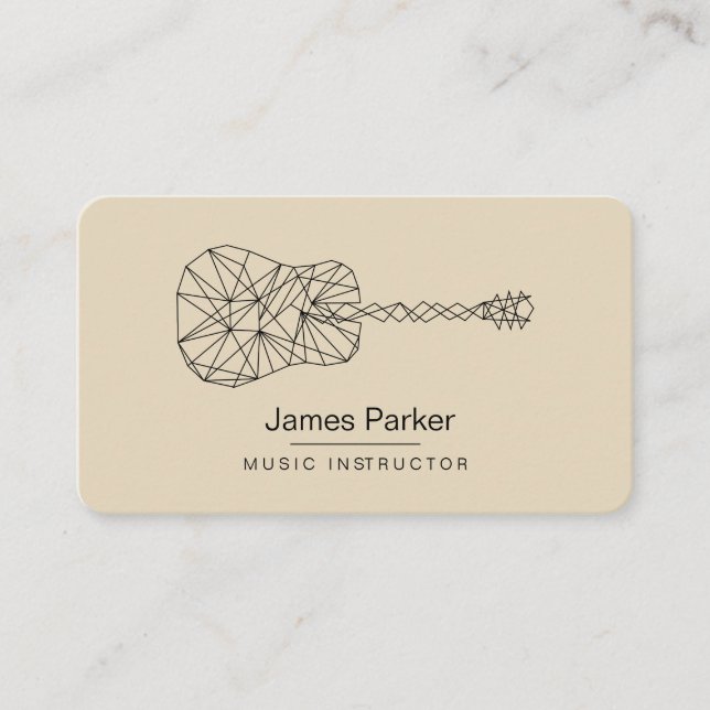 Music Teacher Guitar Logo Minimalist Musician Business Card (Front)