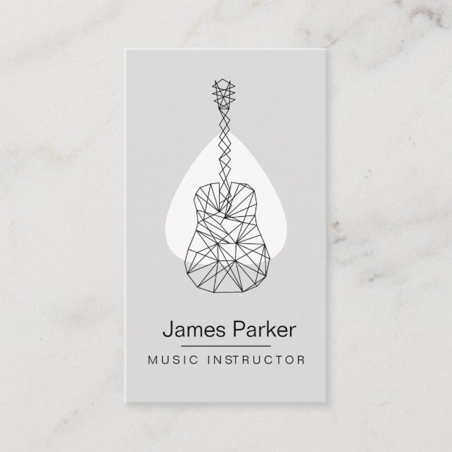 Music Teacher Guitar Logo Minimalist Musician Business Card (Front)