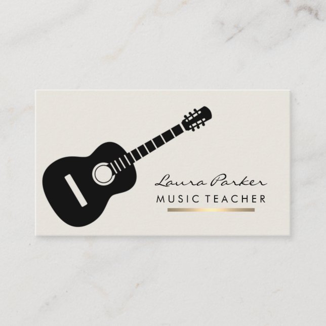 Music Teacher Guitar Player instrument Gold Business Card (Front)