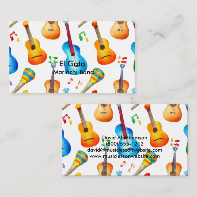 Music Teacher Guitar Teacher Mariachi Band Business Card (Front/Back)