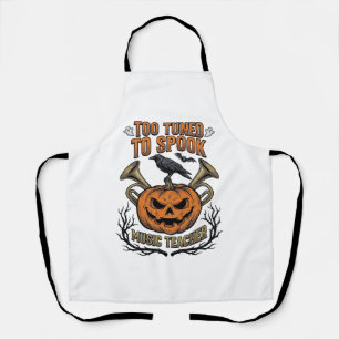 Music Teacher Halloween Pumpkin Engraving Shirt De Apron