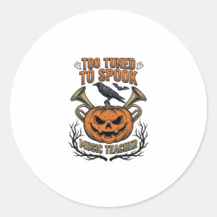 Music Teacher Halloween Pumpkin Engraving Shirt De Classic Round Sticker