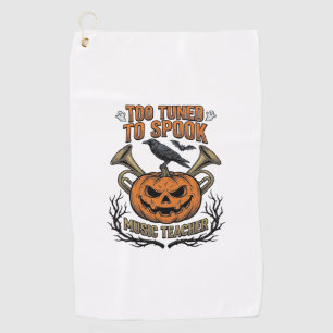 Music Teacher Halloween Pumpkin Engraving Shirt De Golf Towel