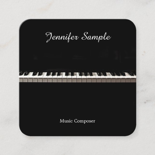 Music Teacher Instructor Elegant Template Modern Square Business Card (Front)