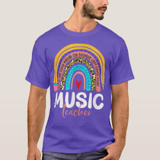 Music Teacher Leopard Rainbow Back To School Music T-Shirt