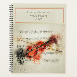 Music Teacher Lessons Yearly Planner Violin