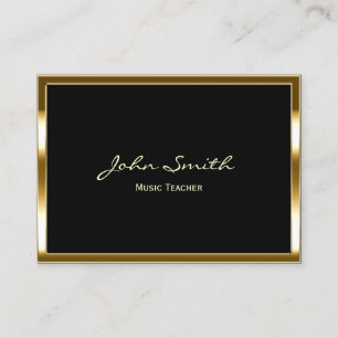 Music Teacher Modern Gold Framed Business Card