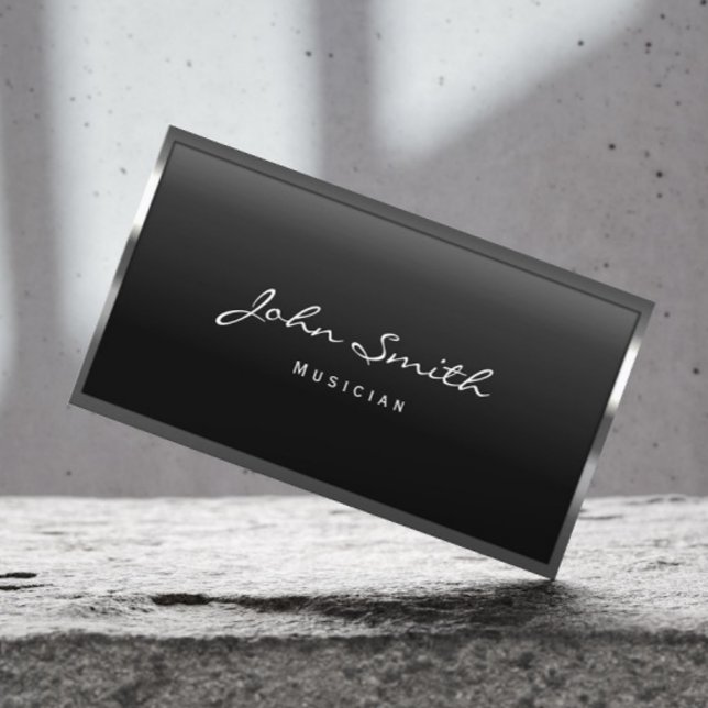 Music Teacher Modern Metal Framed Business Card (Creator Uploaded)