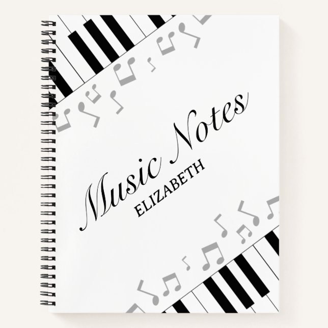 Music Teacher Modern Piano Keyboard Music Notes  Notebook (Front)
