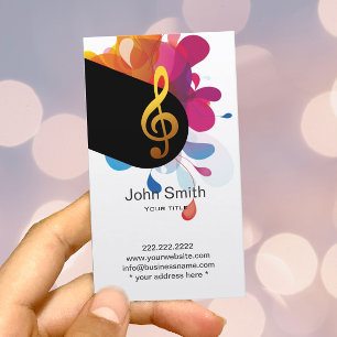 Music Teacher Modern Treble Clef Elegant Business Card