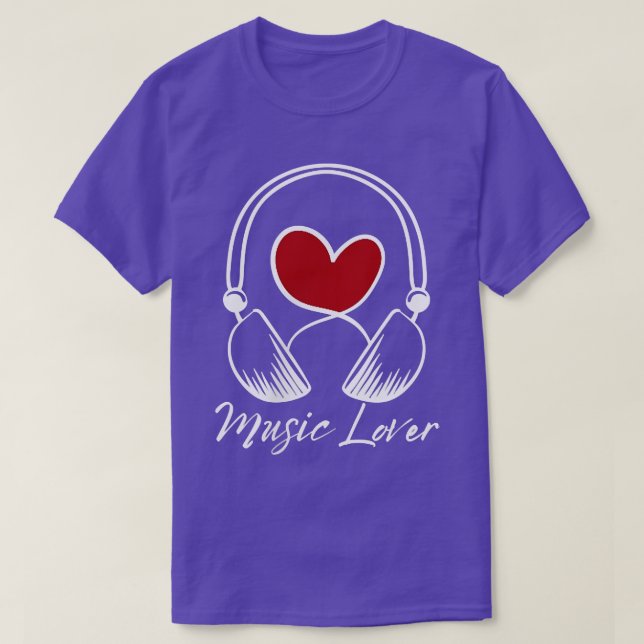 Music Teacher Music-lover I Heart Music Headphones T-Shirt (Design Front)