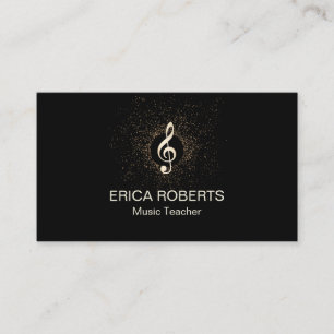 Music Teacher Musical Modern Gold Clef Confetti Business Card