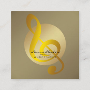 Music Teacher Musical Note Gold Musician Square Business Card