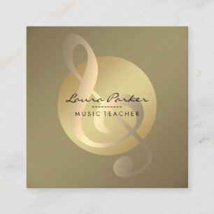 Music Teacher Musical Note Gold Musician Square Business Card