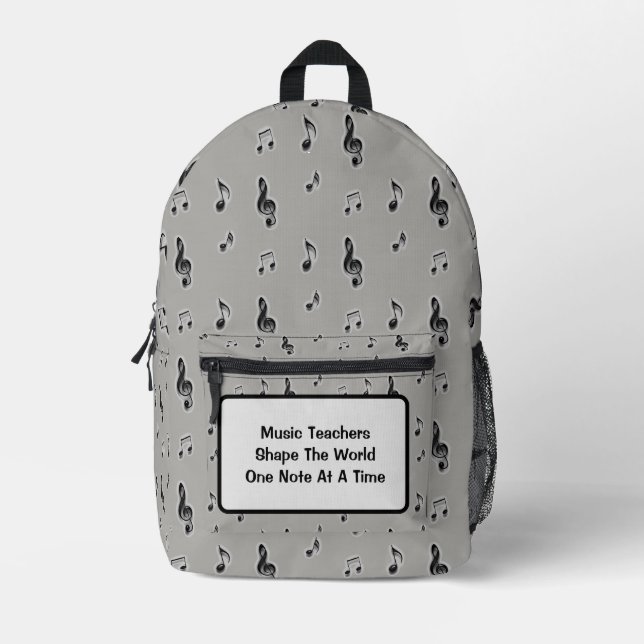 Music Teacher Musical Notes Grey Orchestra Band Printed Backpack (Front)