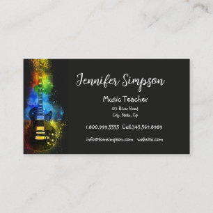 Music Teacher Musical Notes  Guitar Band  Business Card