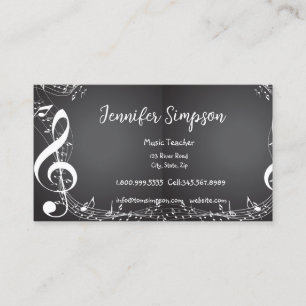 Music Teacher Musical Notes Piano Guitar Band Busi Business Card