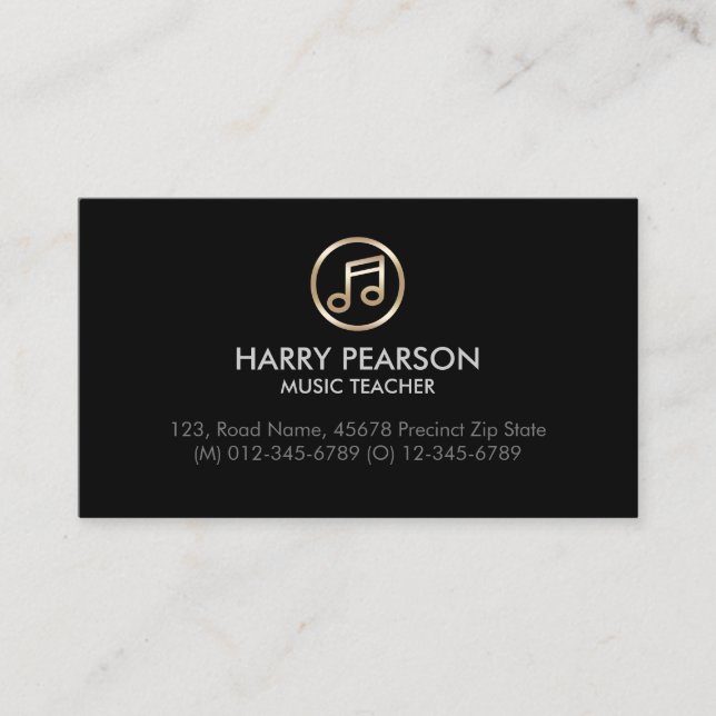 Music Teacher Musician Business Card (Front)