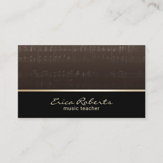 Music Teacher Musician Elegant Musical Business Card (Front)