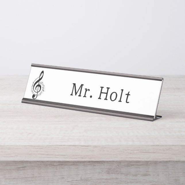 Music Teacher Musician Piano Instructor Studio Desk Name Plate (Front)