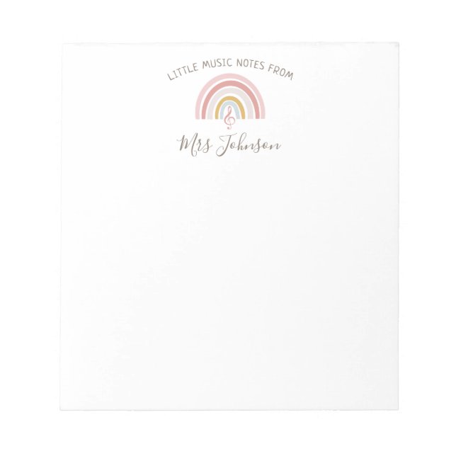 Music Teacher Notes Custom Name Rainbow Notepad (Front)