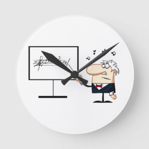 music teacher older man graphic round clock