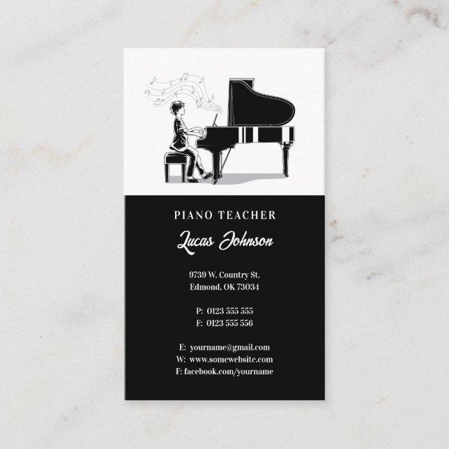 Music Teacher | Pianist Business Card (Front)
