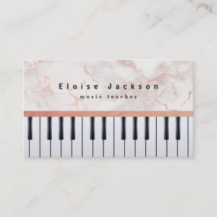music teacher pianist elegant pink marble business card