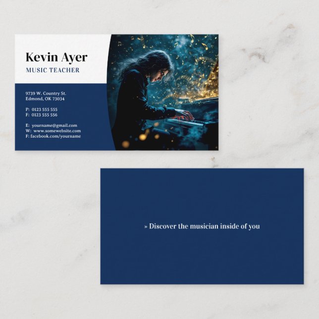 Music Teacher | Piano Business Card (Front/Back)