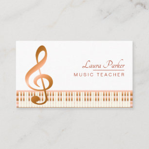 Music Teacher Piano Keyboard Elegant Musical Key Business Card