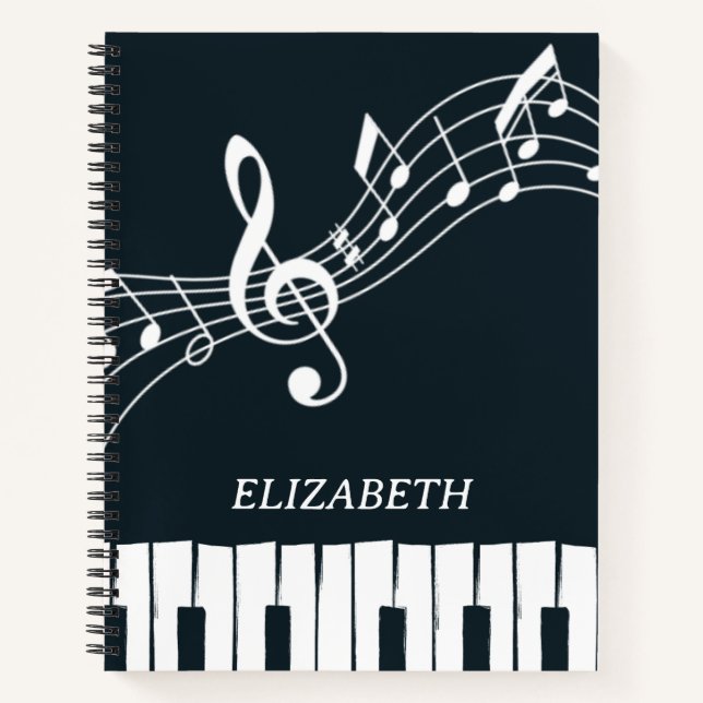 Music Teacher Piano Keyboard Music Notes  Notebook (Front)