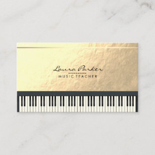 Music Teacher Piano Keyboard Musician Gold Foil Business Card
