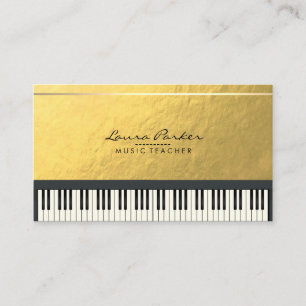 Music Teacher Piano Keyboard Musician Gold Foil Business Card