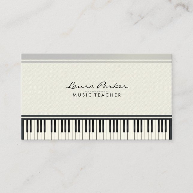 Music Teacher Piano Keyboard Musician Pianist Business Card (Front)