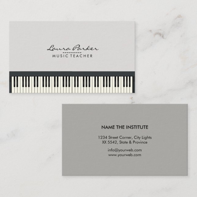 Music Teacher Piano Keyboard Musician Pianist Business Card (Front/Back)