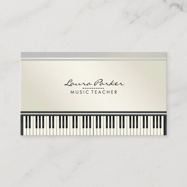 Music Teacher Piano Keyboard Musician Pianist Business Card (Front)